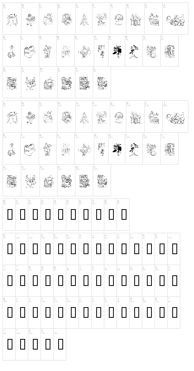 KR Christmas Color Me font map